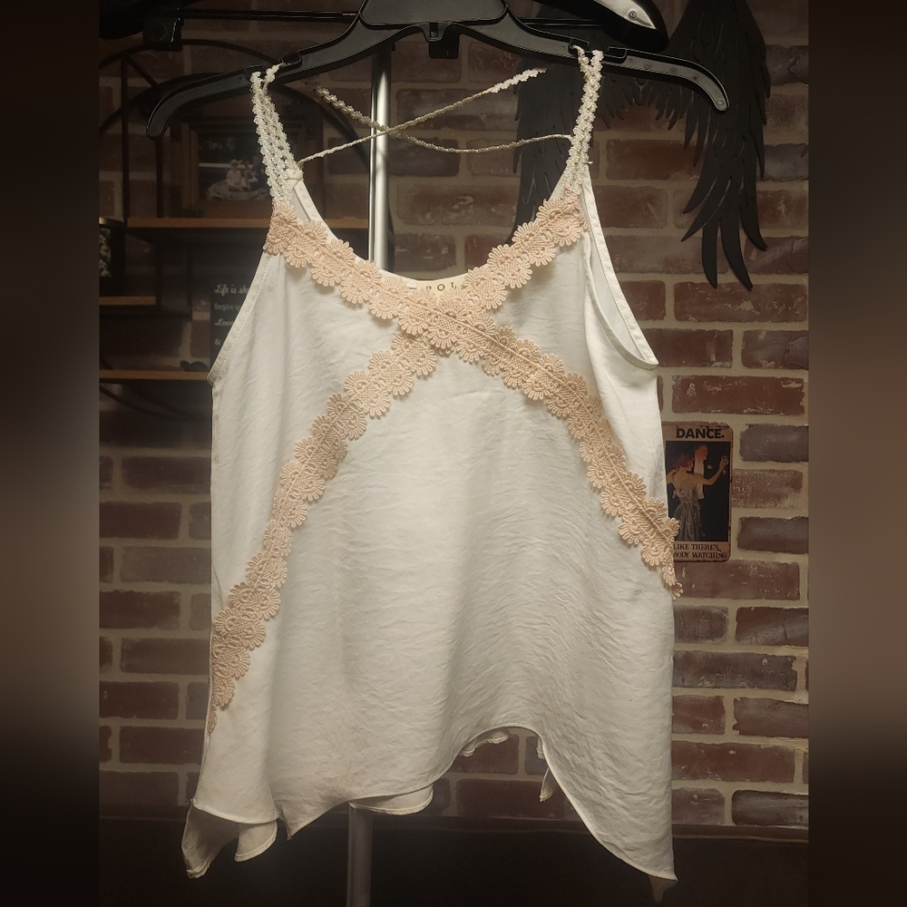 White Tank Top with Lace Details